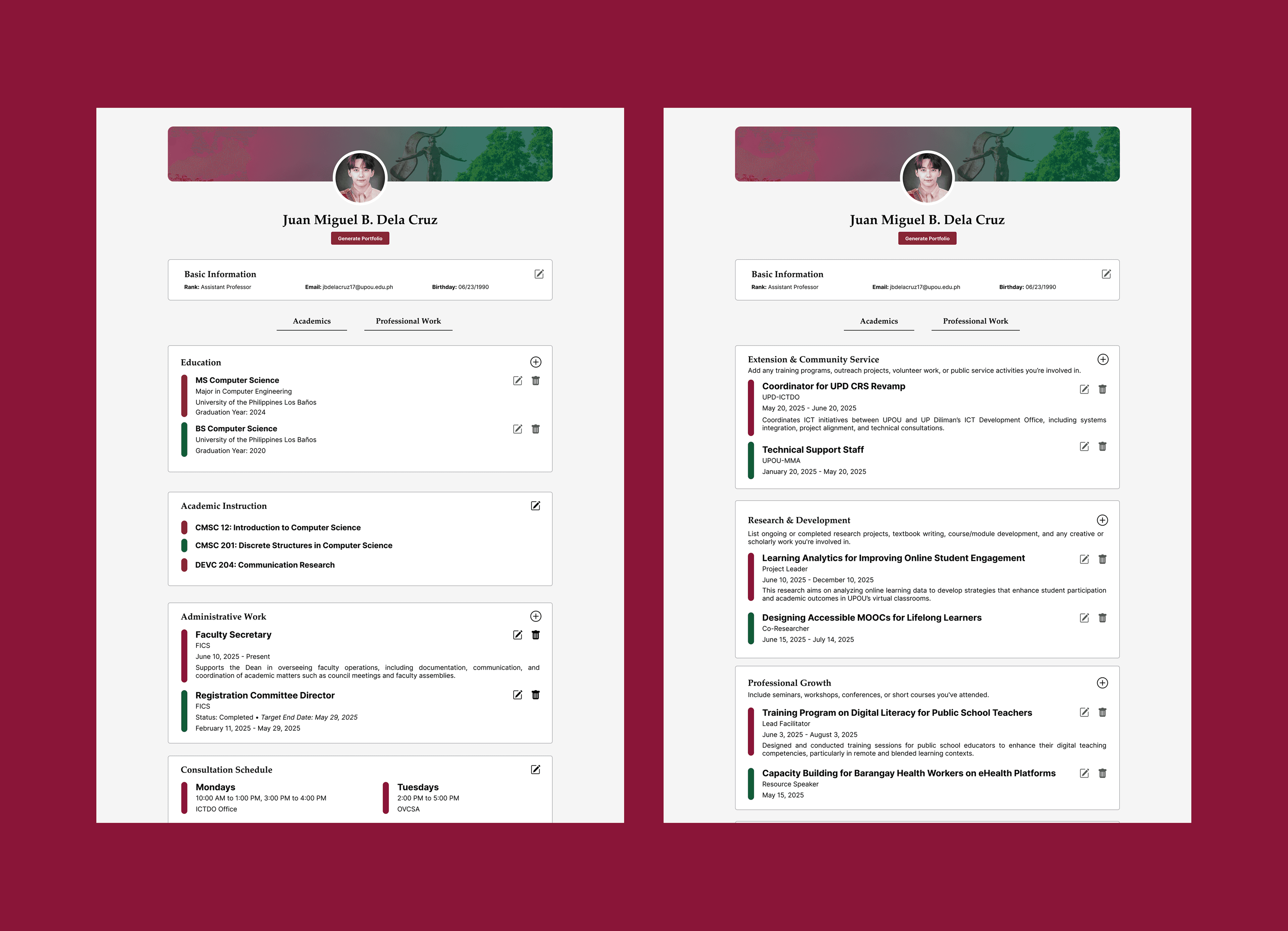 PIVOT-PROFS: Profile & Records Organization for Faculty Service
