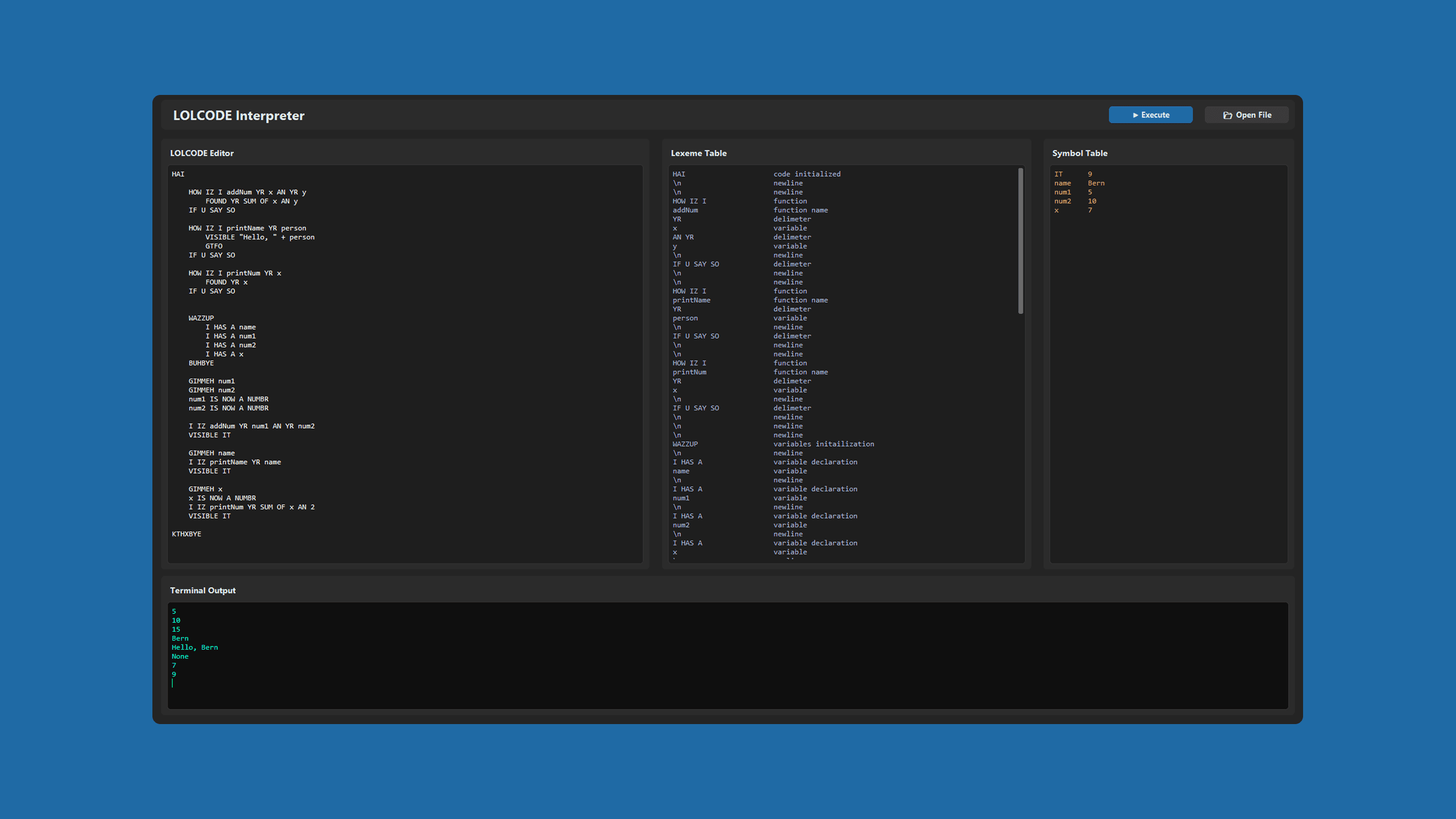 LOLCODE Interpreter