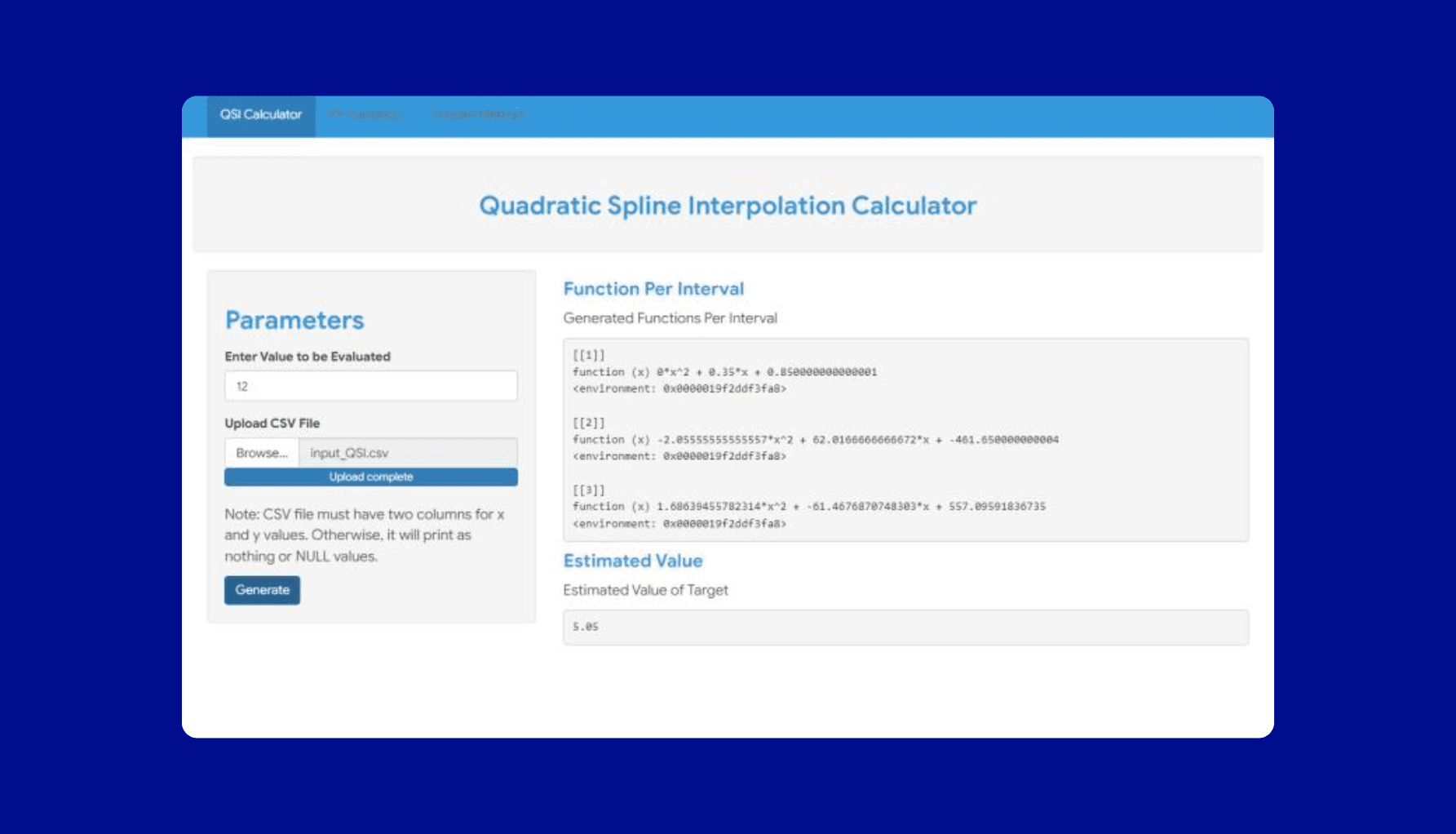 QSPS: Quadratic Spline and Polynomial Solver